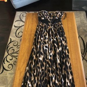 Leopard strapless maxi dress